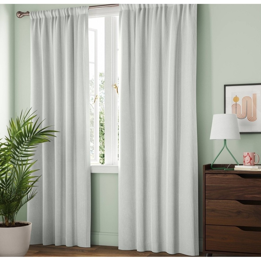2 - Room Essentials Ivory & Gray Striped Blackout Curtain Panel Set 42" x 63"